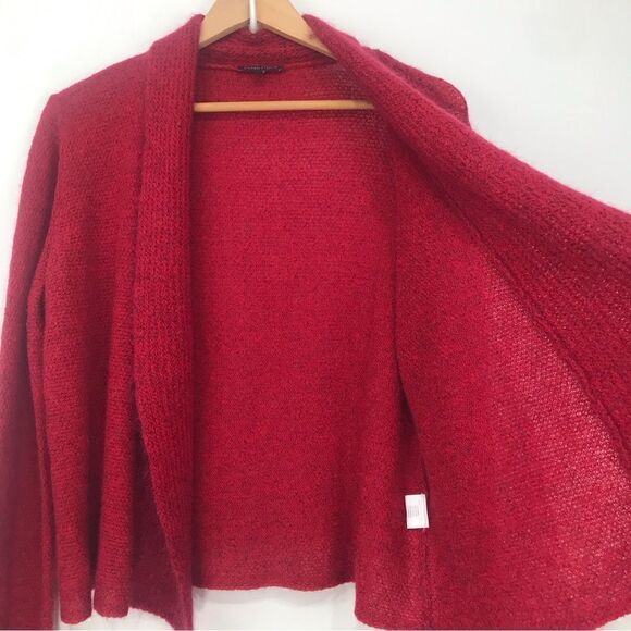 Eileen Fisher Red Mohair Cashmere Wool Blend Open Front Cardigan Sweater - Picture 3 of 15